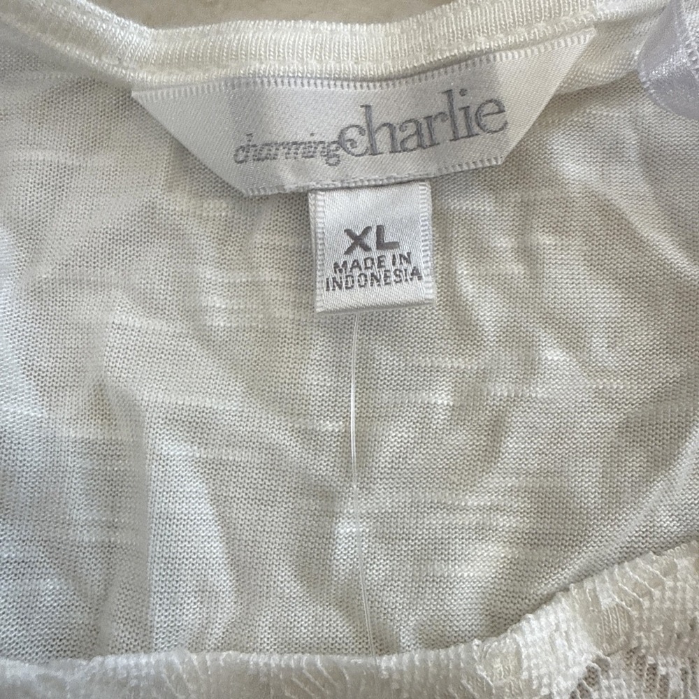 NEW Charming Charlie White Dress Night Dress Size XL Semi Sheer Comfort NWT - Picture 5 of 8